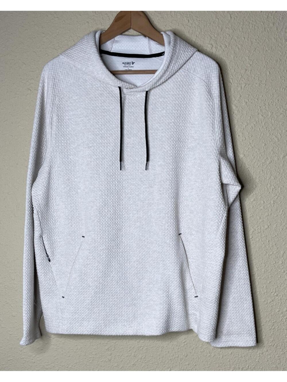 Old Navy Active Dynamic Fleece Hoodie Adult L Beige Textured Pullover Stretch